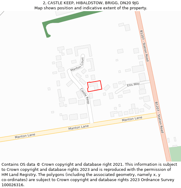 2, CASTLE KEEP, HIBALDSTOW, BRIGG, DN20 9JG: Location map and indicative extent of plot