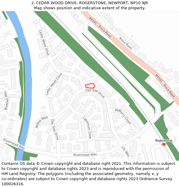 2, CEDAR WOOD DRIVE, ROGERSTONE, NEWPORT, NP10 9JR: Location map and indicative extent of plot