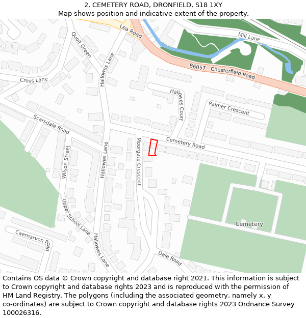 2, CEMETERY ROAD, DRONFIELD, S18 1XY: Location map and indicative extent of plot