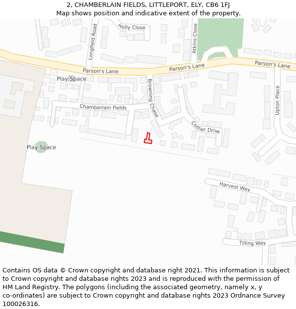 2, CHAMBERLAIN FIELDS, LITTLEPORT, ELY, CB6 1FJ: Location map and indicative extent of plot