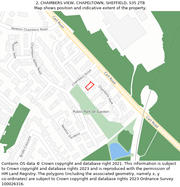 2, CHAMBERS VIEW, CHAPELTOWN, SHEFFIELD, S35 2TB: Location map and indicative extent of plot