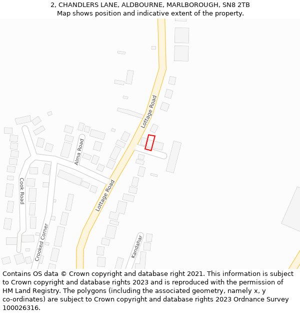 2, CHANDLERS LANE, ALDBOURNE, MARLBOROUGH, SN8 2TB: Location map and indicative extent of plot