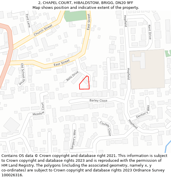 2, CHAPEL COURT, HIBALDSTOW, BRIGG, DN20 9FF: Location map and indicative extent of plot