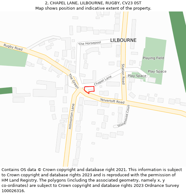 2, CHAPEL LANE, LILBOURNE, RUGBY, CV23 0ST: Location map and indicative extent of plot