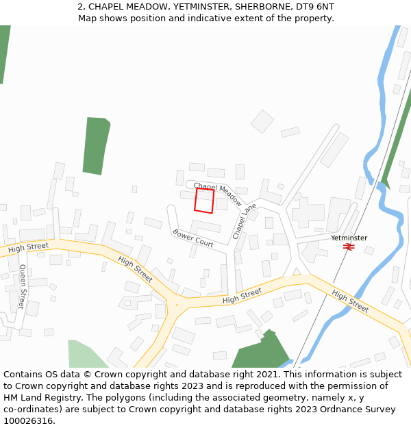 2, CHAPEL MEADOW, YETMINSTER, SHERBORNE, DT9 6NT: Location map and indicative extent of plot