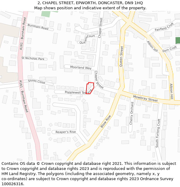 2, CHAPEL STREET, EPWORTH, DONCASTER, DN9 1HQ: Location map and indicative extent of plot