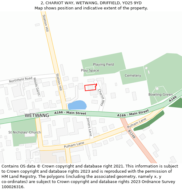 2, CHARIOT WAY, WETWANG, DRIFFIELD, YO25 9YD: Location map and indicative extent of plot