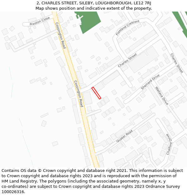 2, CHARLES STREET, SILEBY, LOUGHBOROUGH, LE12 7RJ: Location map and indicative extent of plot