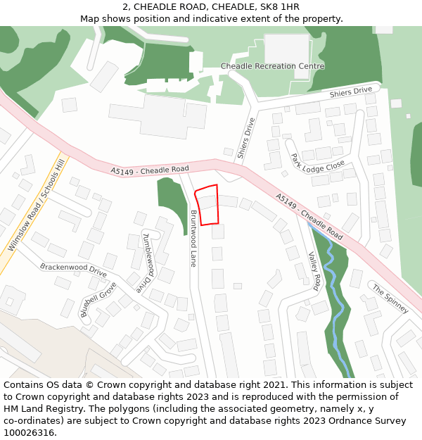 2, CHEADLE ROAD, CHEADLE, SK8 1HR: Location map and indicative extent of plot