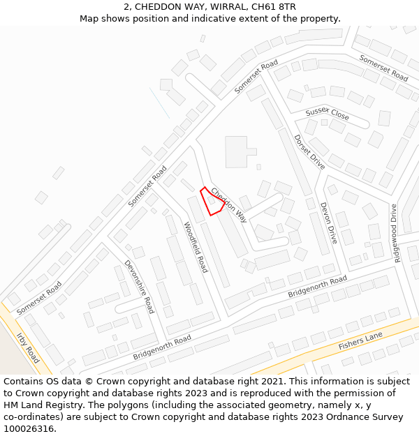 2, CHEDDON WAY, WIRRAL, CH61 8TR: Location map and indicative extent of plot