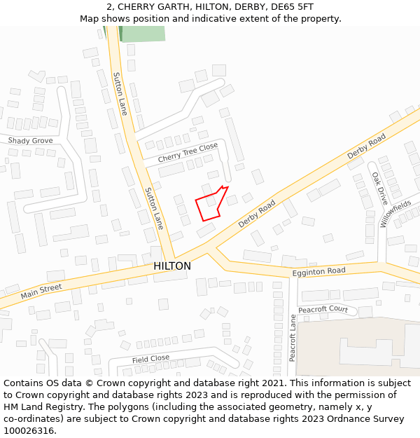 2, CHERRY GARTH, HILTON, DERBY, DE65 5FT: Location map and indicative extent of plot