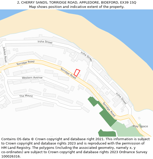 2, CHERRY SANDS, TORRIDGE ROAD, APPLEDORE, BIDEFORD, EX39 1SQ: Location map and indicative extent of plot