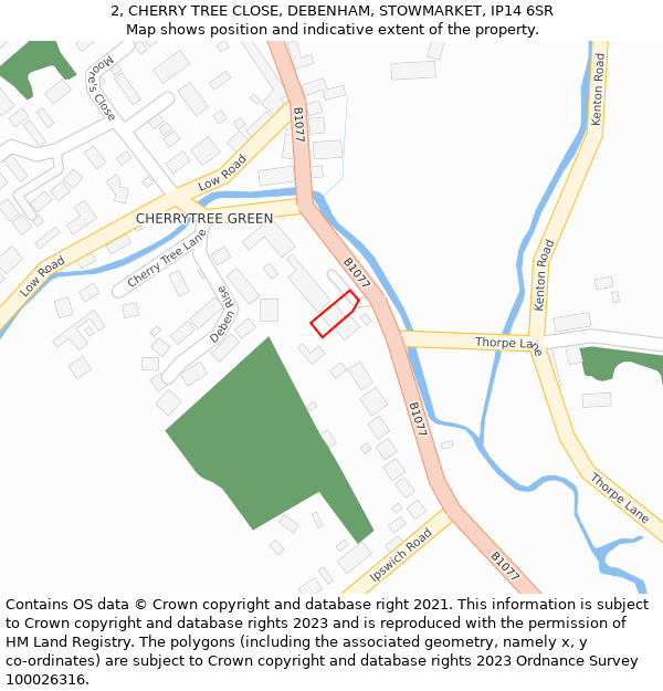 2, CHERRY TREE CLOSE, DEBENHAM, STOWMARKET, IP14 6SR: Location map and indicative extent of plot