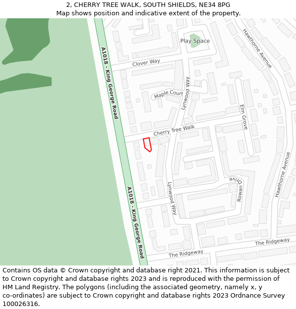 2, CHERRY TREE WALK, SOUTH SHIELDS, NE34 8PG: Location map and indicative extent of plot