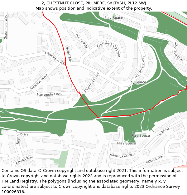 2, CHESTNUT CLOSE, PILLMERE, SALTASH, PL12 6WJ: Location map and indicative extent of plot