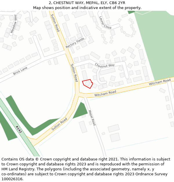 2, CHESTNUT WAY, MEPAL, ELY, CB6 2YR: Location map and indicative extent of plot