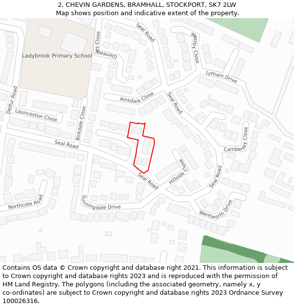 2, CHEVIN GARDENS, BRAMHALL, STOCKPORT, SK7 2LW: Location map and indicative extent of plot