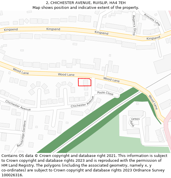 2, CHICHESTER AVENUE, RUISLIP, HA4 7EH: Location map and indicative extent of plot