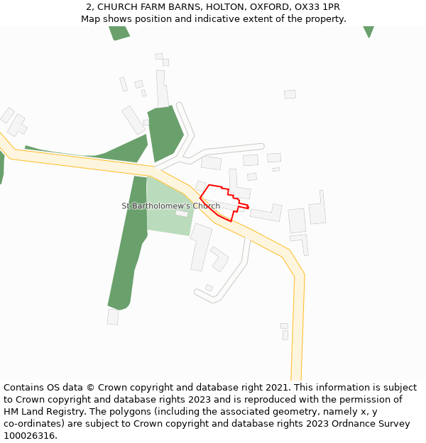 2, CHURCH FARM BARNS, HOLTON, OXFORD, OX33 1PR: Location map and indicative extent of plot