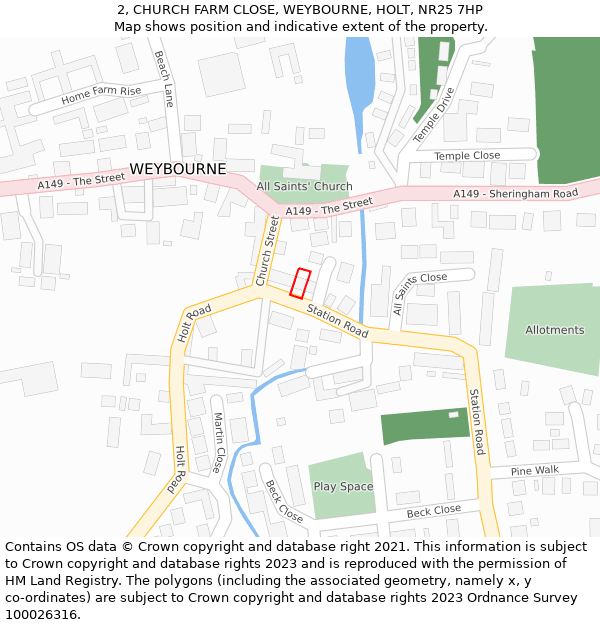 2, CHURCH FARM CLOSE, WEYBOURNE, HOLT, NR25 7HP: Location map and indicative extent of plot