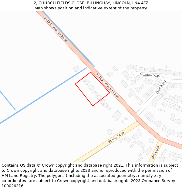 2, CHURCH FIELDS CLOSE, BILLINGHAY, LINCOLN, LN4 4FZ: Location map and indicative extent of plot