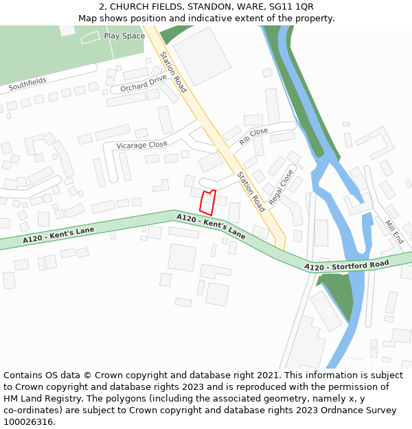 2, CHURCH FIELDS, STANDON, WARE, SG11 1QR: Location map and indicative extent of plot