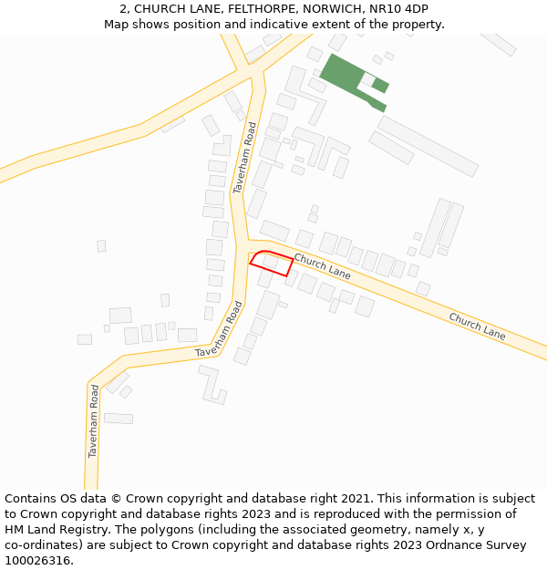 2, CHURCH LANE, FELTHORPE, NORWICH, NR10 4DP: Location map and indicative extent of plot