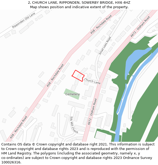 2, CHURCH LANE, RIPPONDEN, SOWERBY BRIDGE, HX6 4HZ: Location map and indicative extent of plot