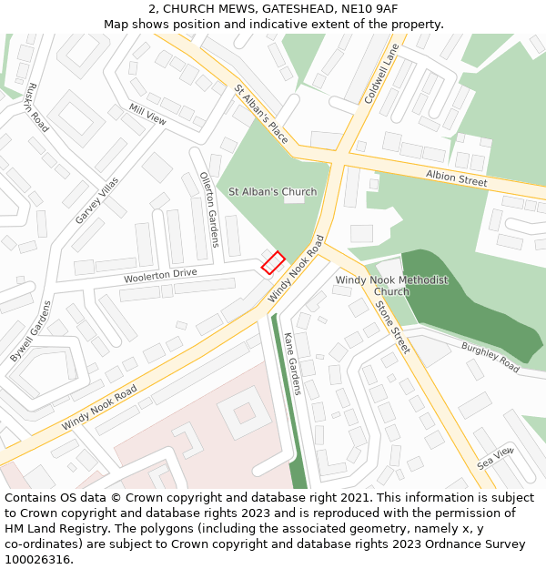 2, CHURCH MEWS, GATESHEAD, NE10 9AF: Location map and indicative extent of plot