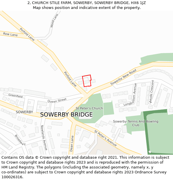 2, CHURCH STILE FARM, SOWERBY, SOWERBY BRIDGE, HX6 1JZ: Location map and indicative extent of plot