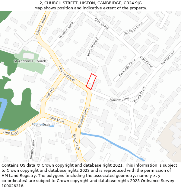 2, CHURCH STREET, HISTON, CAMBRIDGE, CB24 9JG: Location map and indicative extent of plot