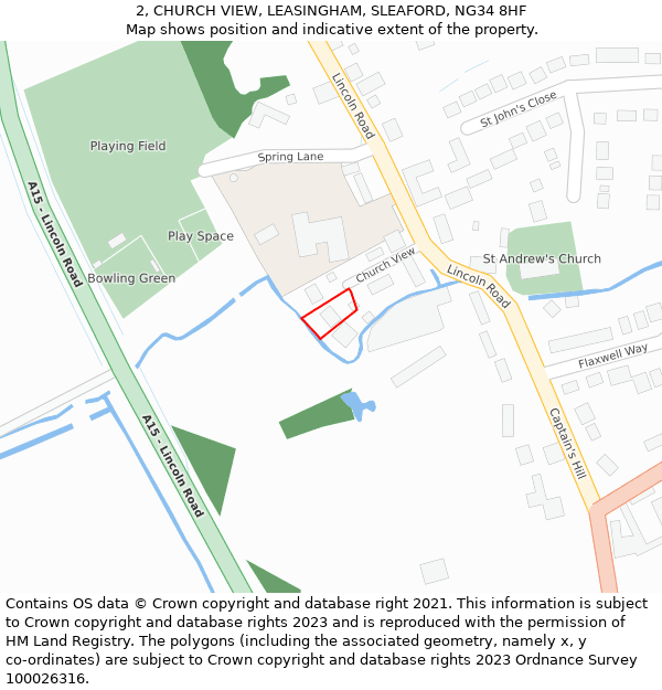 2, CHURCH VIEW, LEASINGHAM, SLEAFORD, NG34 8HF: Location map and indicative extent of plot