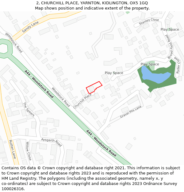 2, CHURCHILL PLACE, YARNTON, KIDLINGTON, OX5 1GQ: Location map and indicative extent of plot