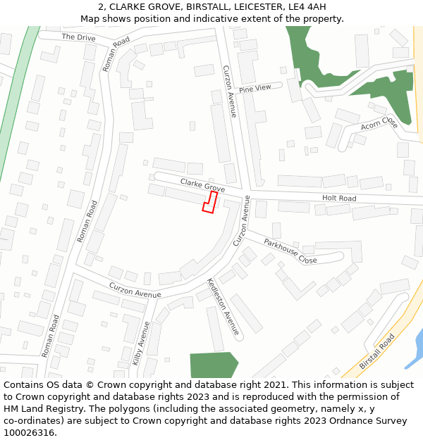 2, CLARKE GROVE, BIRSTALL, LEICESTER, LE4 4AH: Location map and indicative extent of plot