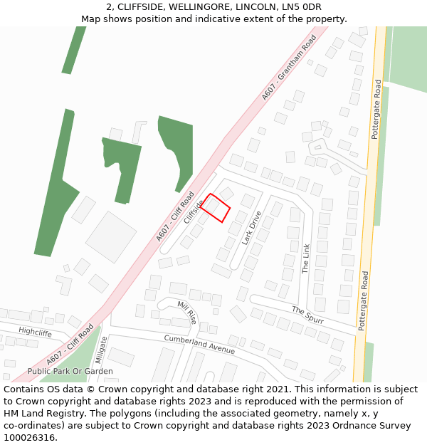 2, CLIFFSIDE, WELLINGORE, LINCOLN, LN5 0DR: Location map and indicative extent of plot