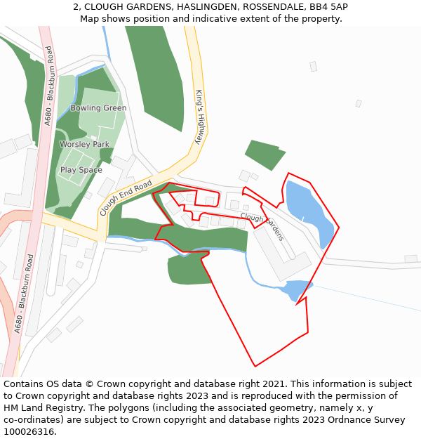 2, CLOUGH GARDENS, HASLINGDEN, ROSSENDALE, BB4 5AP: Location map and indicative extent of plot