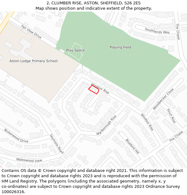 2, CLUMBER RISE, ASTON, SHEFFIELD, S26 2ES: Location map and indicative extent of plot