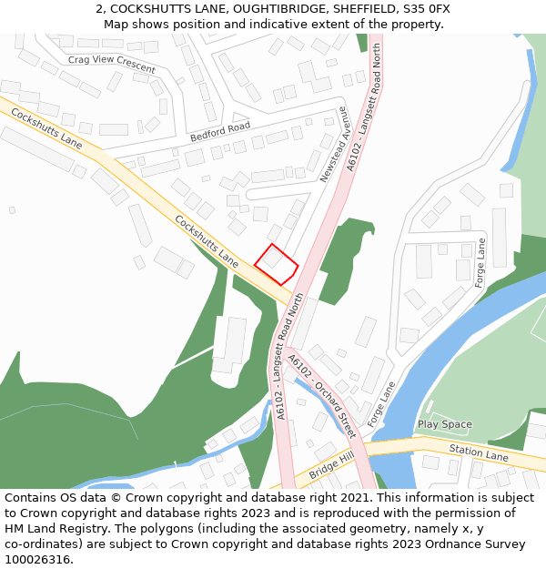 2, COCKSHUTTS LANE, OUGHTIBRIDGE, SHEFFIELD, S35 0FX: Location map and indicative extent of plot