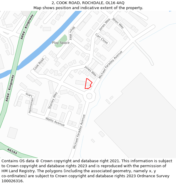 2, COOK ROAD, ROCHDALE, OL16 4AQ: Location map and indicative extent of plot