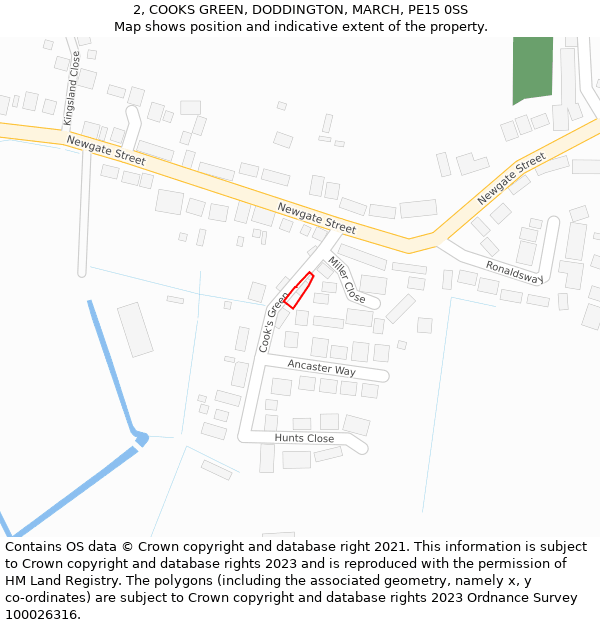 2, COOKS GREEN, DODDINGTON, MARCH, PE15 0SS: Location map and indicative extent of plot