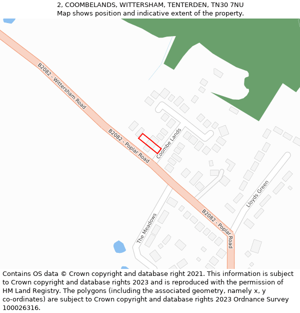 2, COOMBELANDS, WITTERSHAM, TENTERDEN, TN30 7NU: Location map and indicative extent of plot