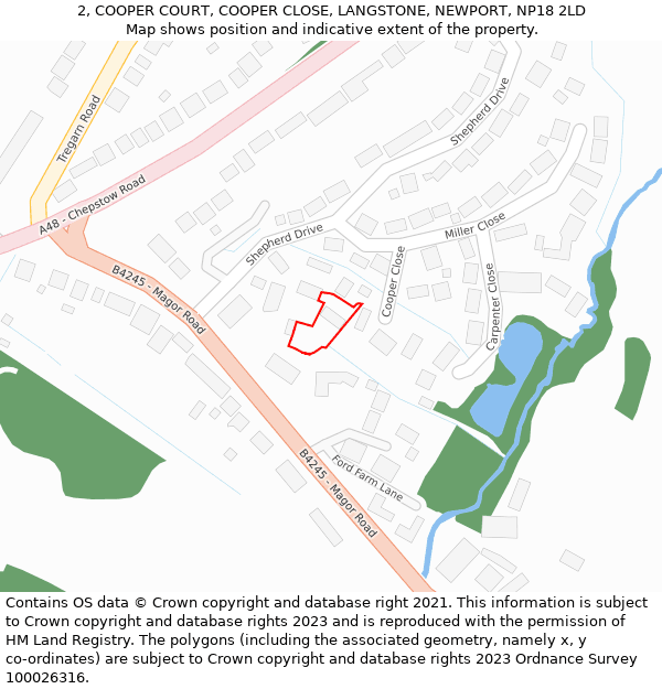 2, COOPER COURT, COOPER CLOSE, LANGSTONE, NEWPORT, NP18 2LD: Location map and indicative extent of plot