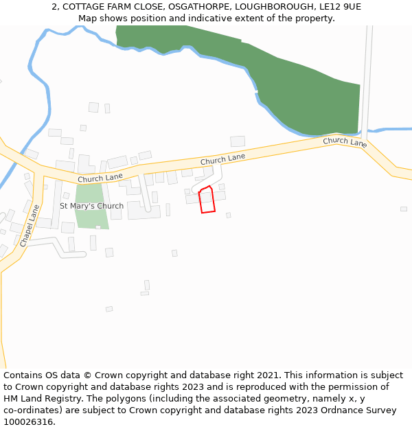 2, COTTAGE FARM CLOSE, OSGATHORPE, LOUGHBOROUGH, LE12 9UE: Location map and indicative extent of plot