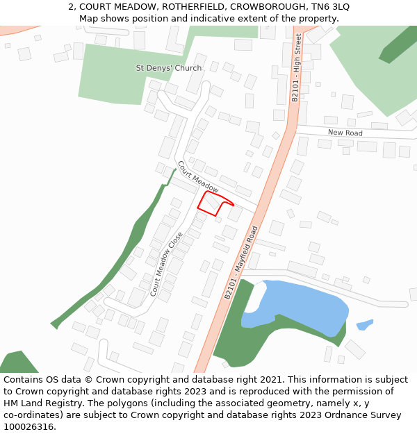 2, COURT MEADOW, ROTHERFIELD, CROWBOROUGH, TN6 3LQ: Location map and indicative extent of plot