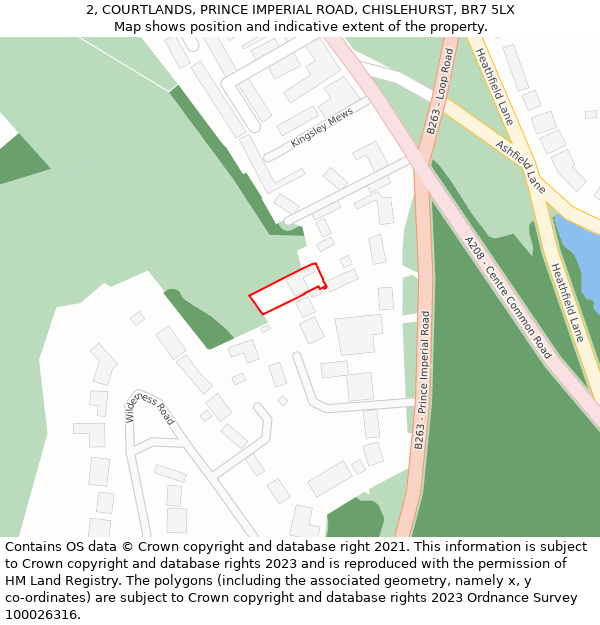 2, COURTLANDS, PRINCE IMPERIAL ROAD, CHISLEHURST, BR7 5LX: Location map and indicative extent of plot