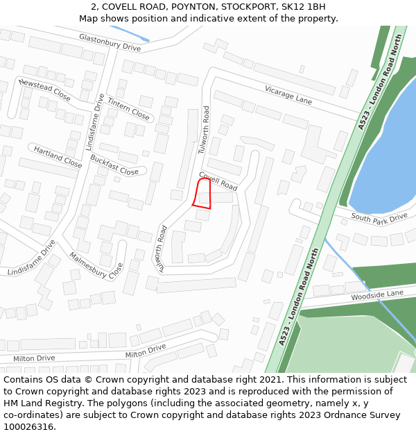 2, COVELL ROAD, POYNTON, STOCKPORT, SK12 1BH: Location map and indicative extent of plot