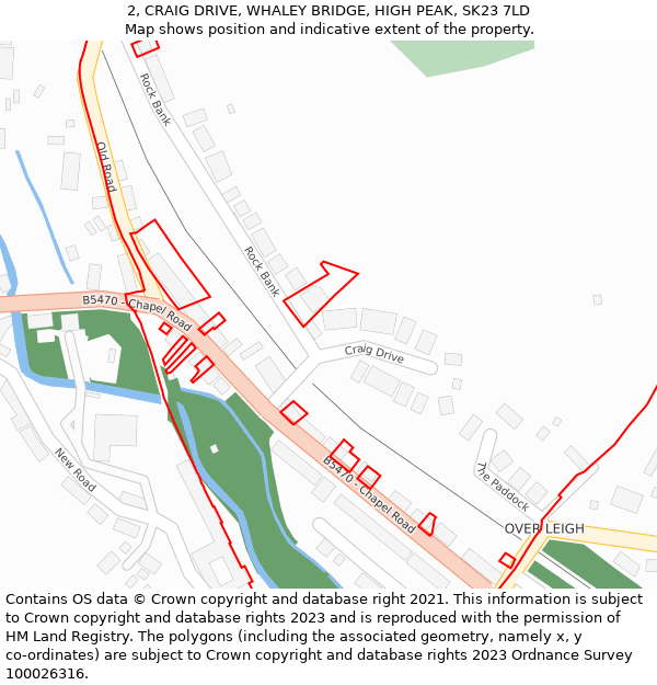 2, CRAIG DRIVE, WHALEY BRIDGE, HIGH PEAK, SK23 7LD: Location map and indicative extent of plot