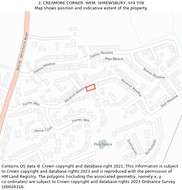 2, CREAMORE CORNER, WEM, SHREWSBURY, SY4 5YB: Location map and indicative extent of plot