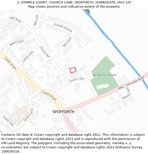 2, CRIMPLE COURT, CHURCH LANE, SPOFFORTH, HARROGATE, HG3 1AF: Location map and indicative extent of plot
