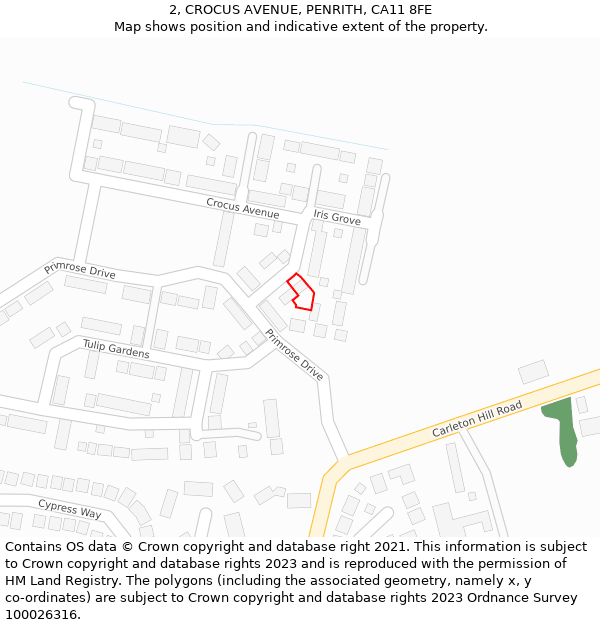 2, CROCUS AVENUE, PENRITH, CA11 8FE: Location map and indicative extent of plot